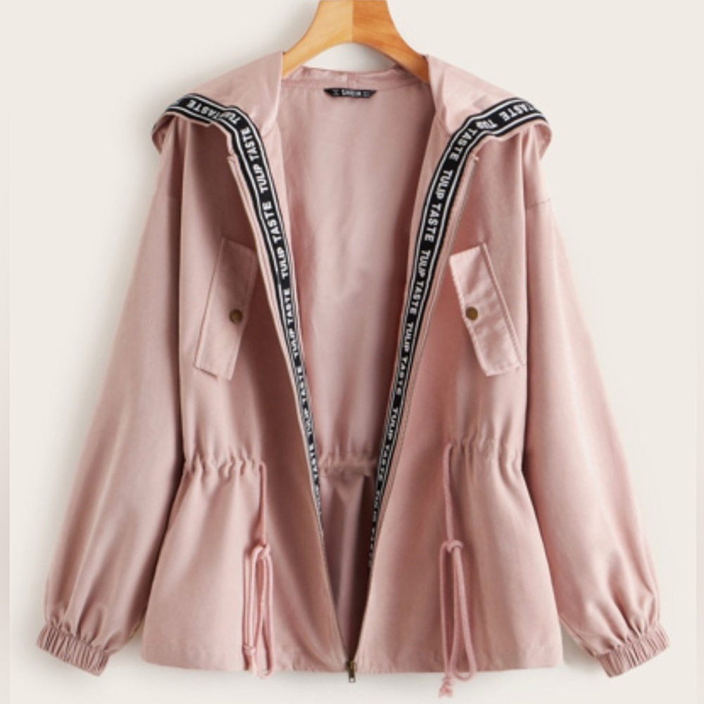 🌼SHEIN Light Pink Utility Jacket with Hood